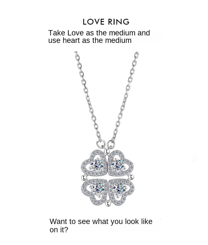 Sterling silver S925 four-leaf clover necklace for women Light Luxe Mosan diamond clavicle chain flower-shaped pendant for women