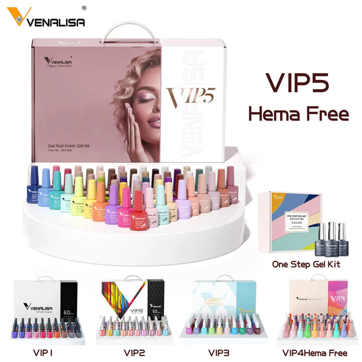 Venalisa VIP Kit 36/60 Colors Nail Gel Polish Set Fast Delivery Soak Off UV LED Base Coat Topcoat Color Book Nail Manicure Gel