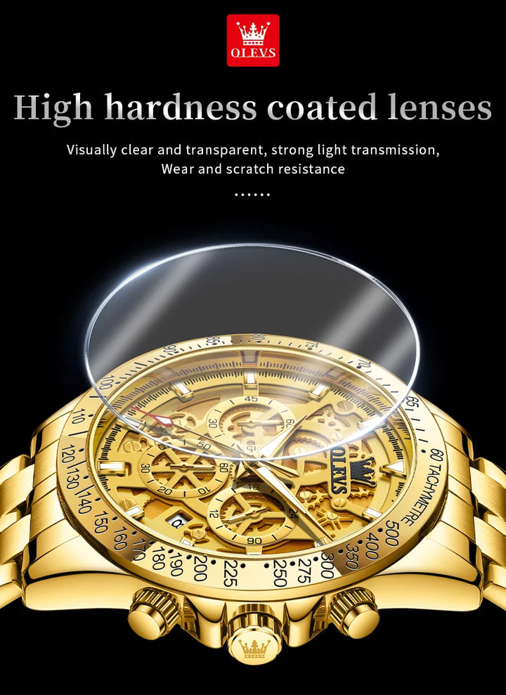 OLEVS 9913 New Mens Watch Original Quartz Watch Waterproof Luminous Watches For Men Multifunctional Chronograph Mens Gifts Reloj