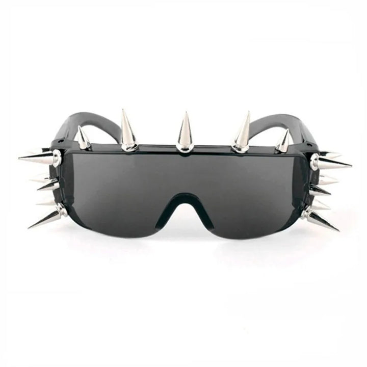 Steampunk Rivet Cyber Spike Decor Goggles Wild Rock Sun Glasses Women Men Metal Punk Conjoined Sunglasses Trendy Cool Eyeglasses