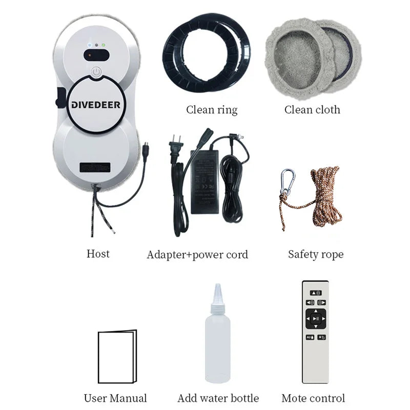 DIVEDEER Home intelligent cleaning robot with automatic water spraying function, anti drop magnetic glass cleaning machine