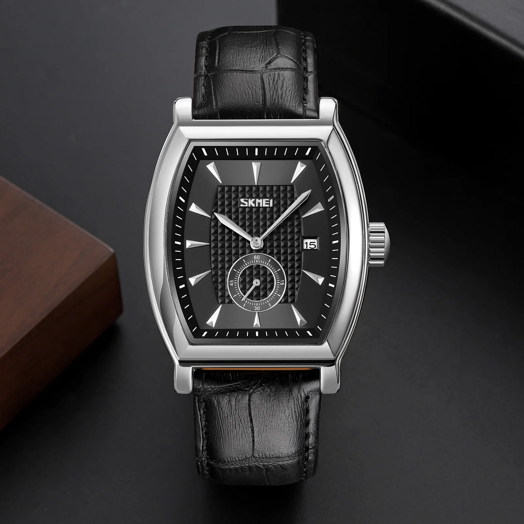 SKMEI relogio masculino Top Brand Luxury Genuine Leather Strap Business Mens Watches Waterproof Quartz Date Time Wristwatches