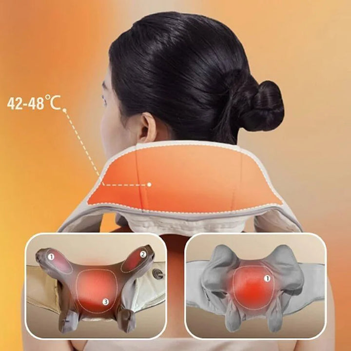 Neck and Shoulder Massage Shawl Heating Kneading 6D Massage Head Deep Massage and Muscle Relaxation Adjustable Wearable Massager