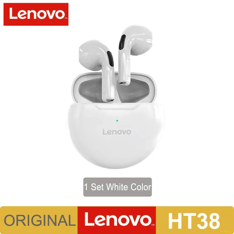 Original Lenovo HT38 TWS Earphone Wireless Bluetooth 5.0 Headphones Stereo Bass With Microphone Noise Reduction Mini Headset