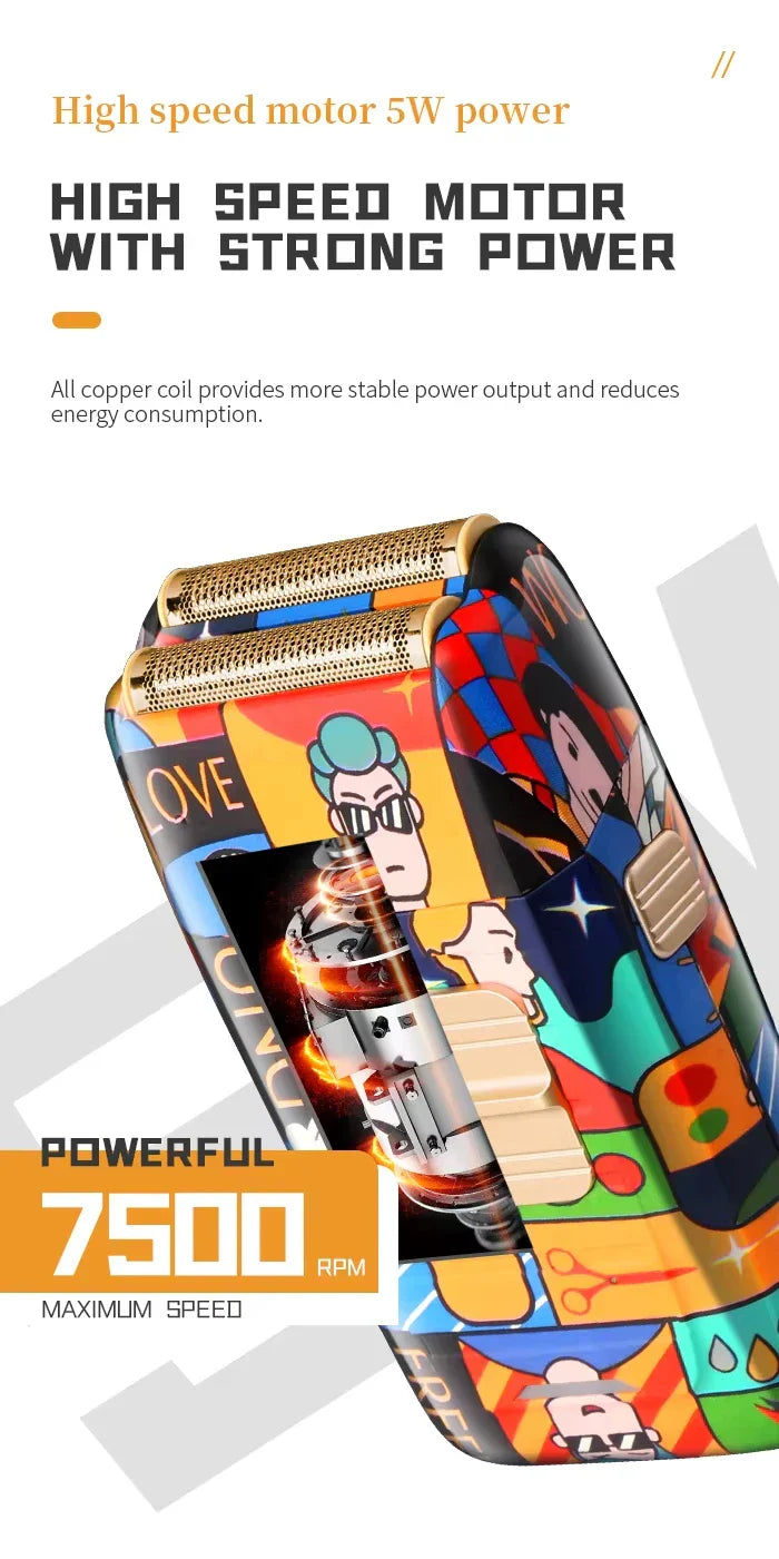 Kemei Professional Electric Hair Clipper Rechargeable Graffiti Pattern Beard Trimmer Men's Shaver KM-MAX2092 KM-MAX5090 KM-1102H