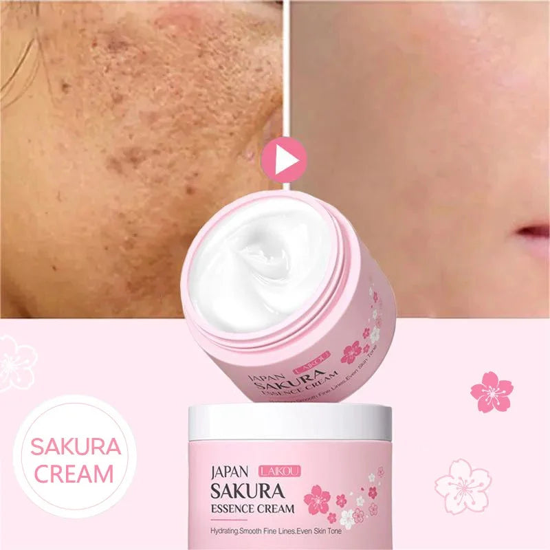 Japan Sakura Wrinkle Remover Face Serum Cream Anti-Aging Fade Fine Lines Lift Firming Vitamin C Whitening Rejuvenation Skin Care