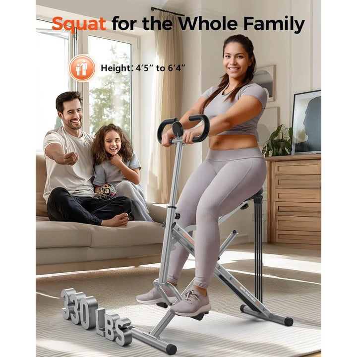 Pink Squat Machine for Home,Rodeo Core Exercise Machine,330lbs Foldable,Adjustable 4 Resistance Bands,Ride