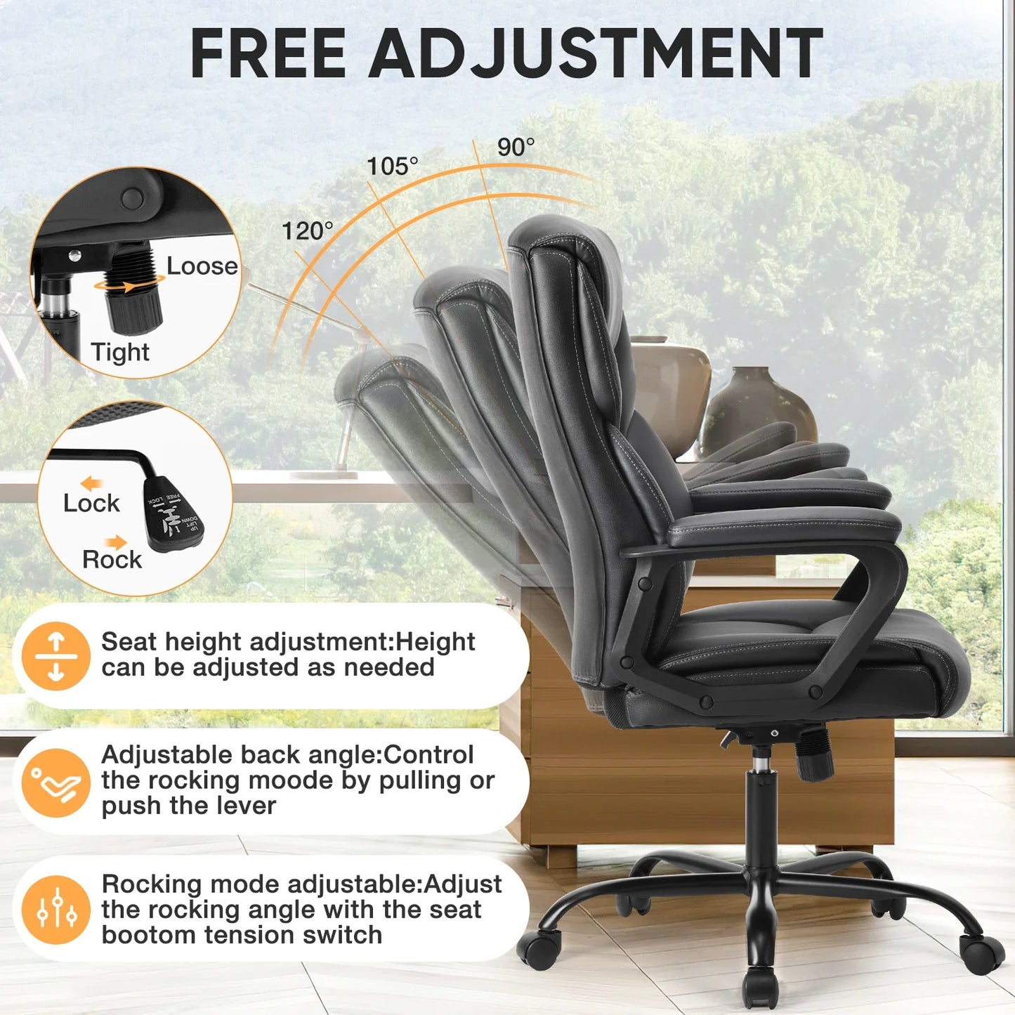 JHK Ergonomic PU Leather Gaming Chair