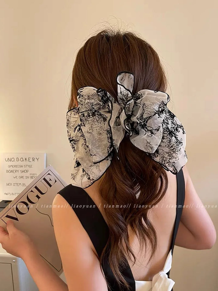 1PC Large Lace Bow Hair Clip Embroidered Bowknot Sweet Ribbon Hairpin Girl Headdress Top Clip Korea Hair Accessories