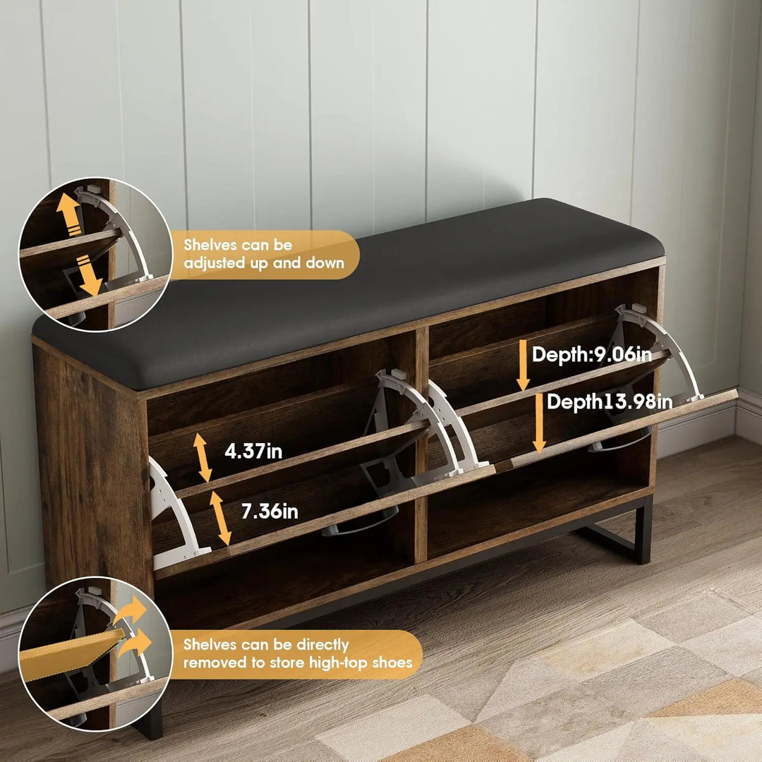 Shoe Cabinet with Flip Drawers