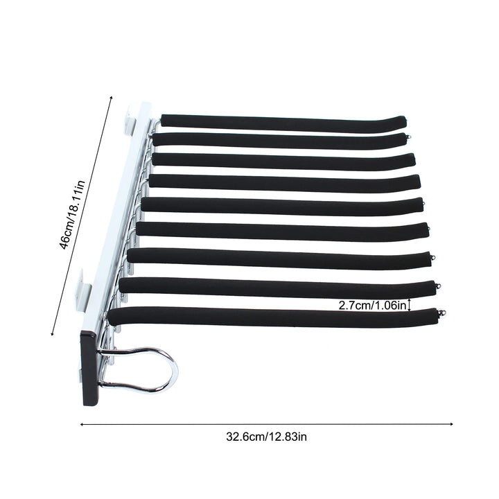 Pull Out Wardrobe Trouser Rack 9 Scarf Holder Hanger Rail Extendable Trousers Hanger Suitable for Wardrobe Depth 48cm