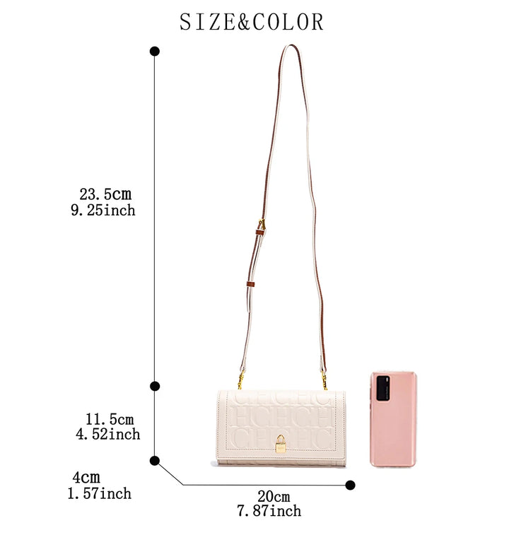 CHCH Women's Shoulder Bag 2024 Brand New Flip Letter Embossed Crossbody Bag