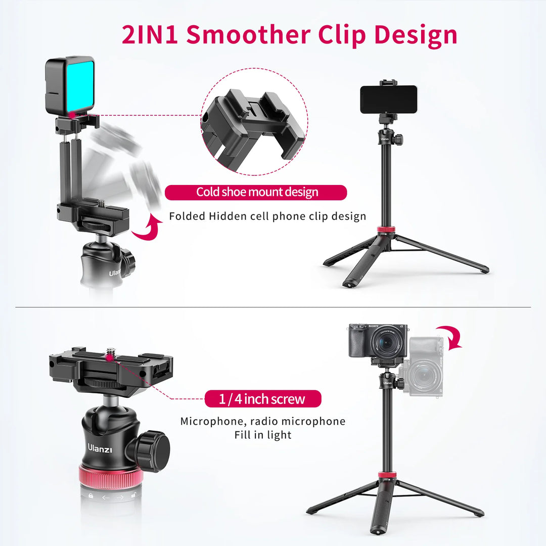Ulanzi MT-44 Extend Livestream Tripod Stand 42inch Tripod with Phone Mount Holder Vertical Shooting Phone DSlR Camera Tripods