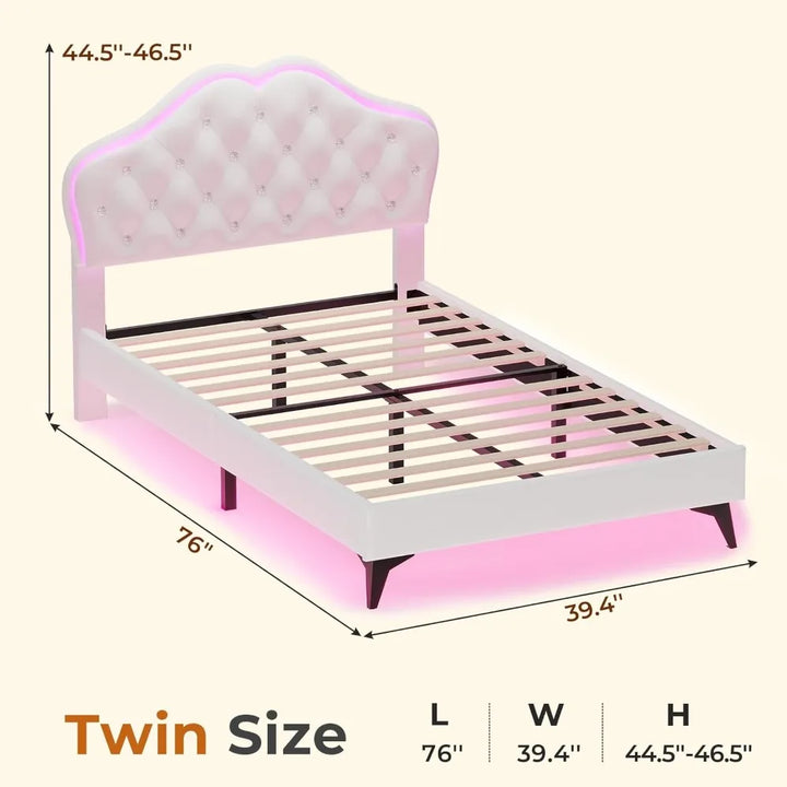 Twin LED Velvet Bed Frame