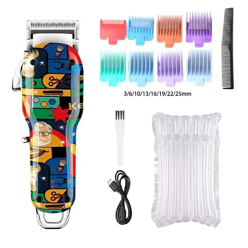 Kemei Hair Clipper Rechargeable Graffiti Pattern Electric Professional Barber Trimmer Man Shaver KM-MAX2092 KM-MAX5090 KM-RS7098