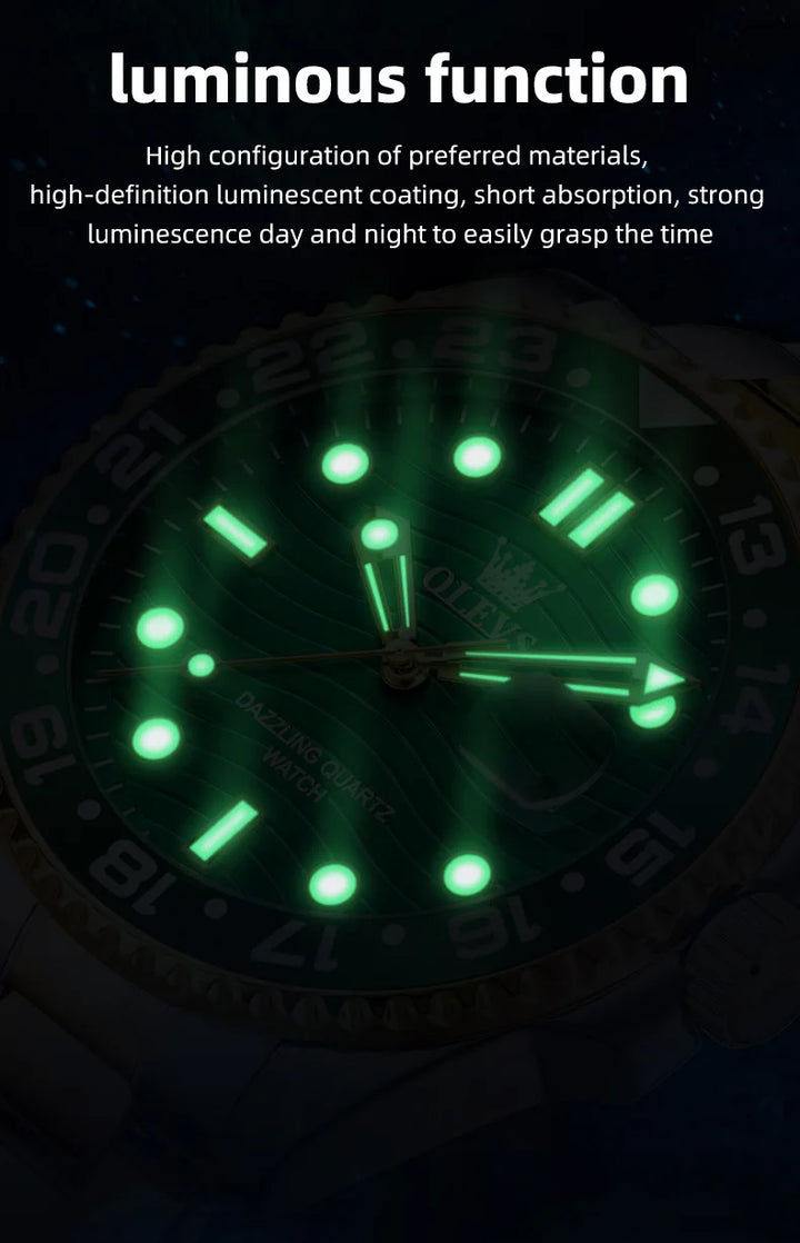 OLEVS Original Brand High Fashion Men's watch WaterproofCalendar Quartz Watch for Male Luminous Stainless Steel Authentic Watch
