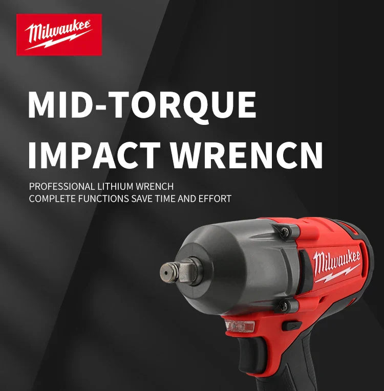 Milwaukee Mid-Torque Impact Professional Wrench 18V Lithium Battery Electric Cordless High Speed Car Truck Repair Power Tools