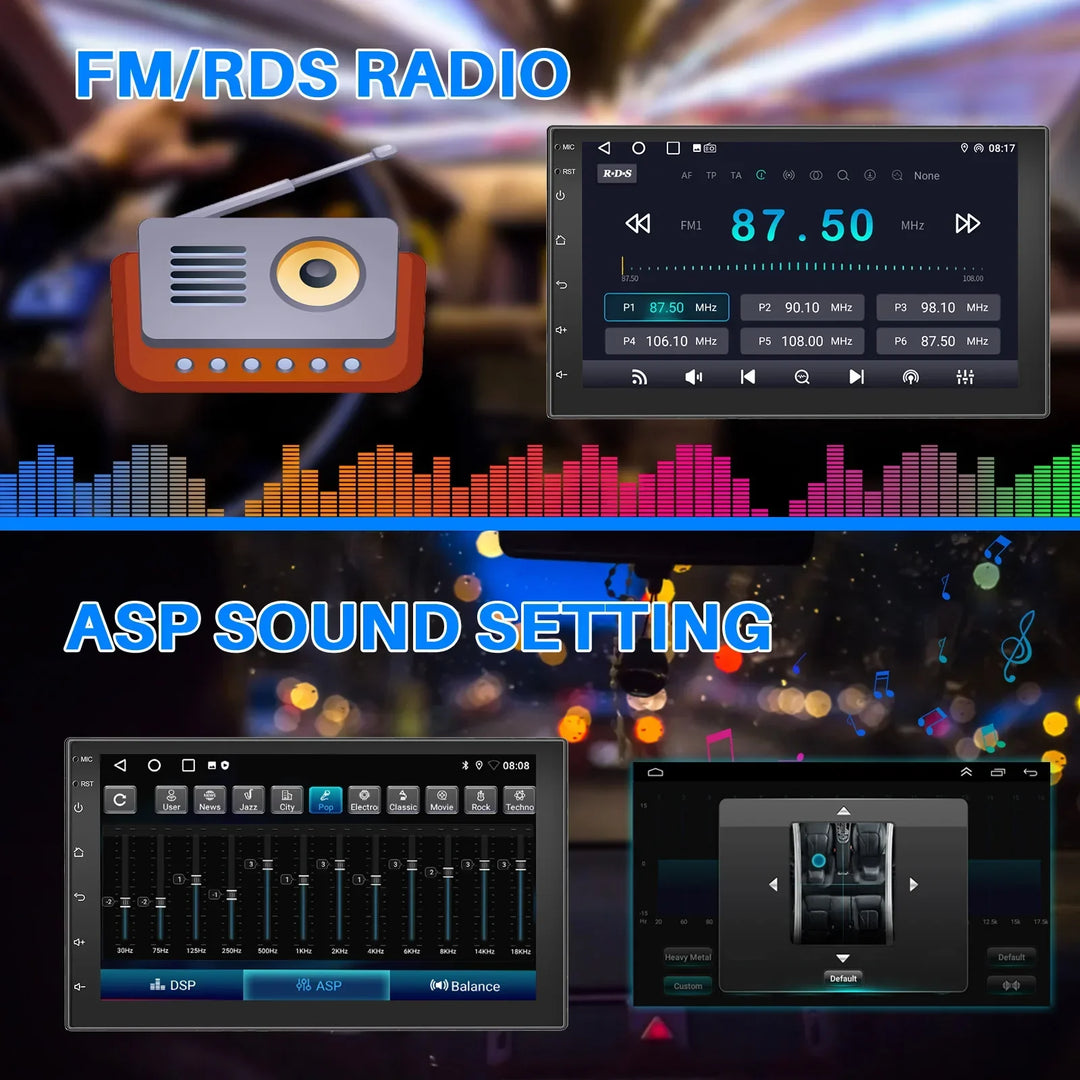 ESSGOO Car Stereo Radio Wireless CarPlay Android Auto 2 DIN 7" Car Stereo HD FM-Radio GPS Touch Screen Head Unit 4+64G DAB+AHD