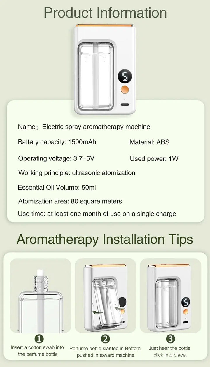 50ML Automatic Home Fragrance Machine Essential Oil Diffuser Nebulizer Perfume Scent Machine for Kitchen and toilet deodorizatio