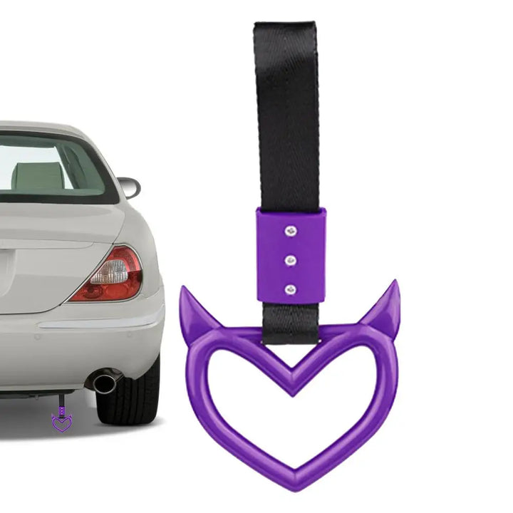 1Pcs New Handle Ring Heart Train Bus Hand Strap Styling Drift Charm Car Warning Tow Strap Hook Sticker