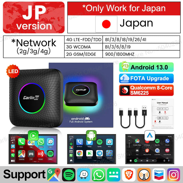 Android 13 CarlinKit CarPlay AI Box Qualcomm SM6225 Wireless CarPlay Android Auto Smart TV Box For Netflix YouTube FOTA Upgrade