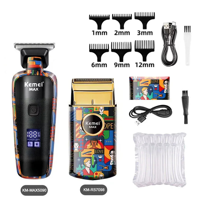Kemei Rechargeable Graffiti Pattern Electric Hair Clipper Professional Barber Trimmer Man Shaver Km-MAX2092 KM-MAX5090 KM-RS7098