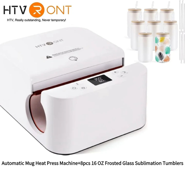 HTVRONT Automatic Mug Heat Press Machine DIY Sublimation Auto Pressure Tumbler Heat Press+11-20 OZ Sublimation Tumblers Cups