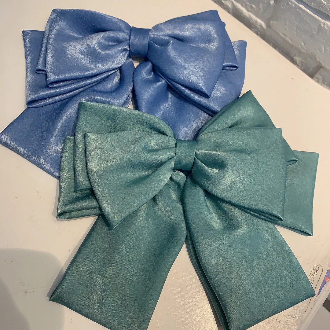 Fashion Pink Big Bow Hairpin Women's Bows Hair Accessories Long Ribbon Hair Clip for Girls Sweets Four-layer Satin Chiffon Bow