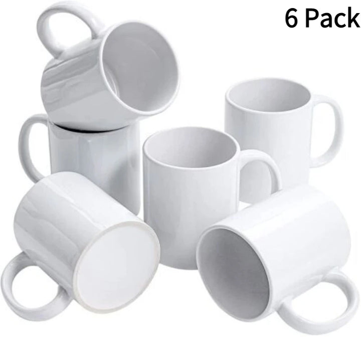 HTVRONT 6/12Pack 11OZ Sublimation Mugs Blank Set Classic Drinking Cups with Handles for Latte DIY Mug Gift for Sublimation Paper