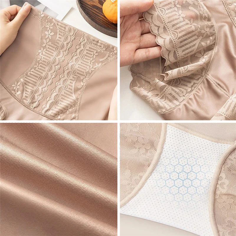 Women High Waist Control Panties Seamless Shapewear Briefs With Lace Slimming Shorts Flat Belly Shaping Postpartum Underwear