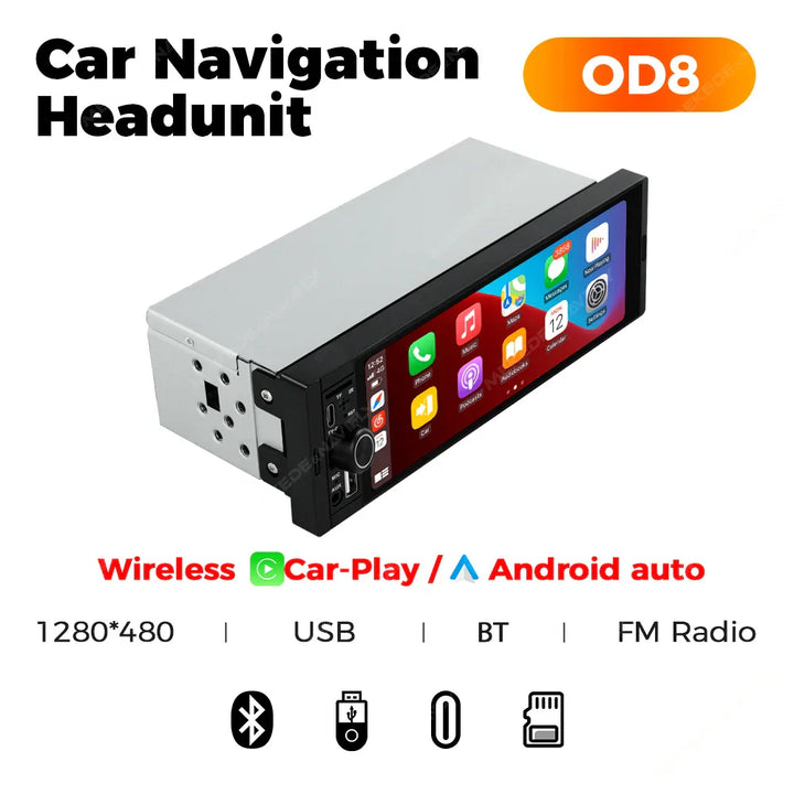 MEKEDE 6.86-inch 1din Universal Car Multimedia Smart Screen Wired Wireless Andriod Auto CarPlay Stereo FM Auto Radio BT USB TF