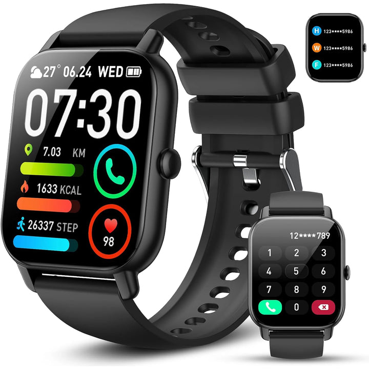 AI Voice Assistant Smart Watch for Men/Women, 1.85'' HD Touch Screen Fitness Trackers with Wireless Call/ IP68 Waterproof