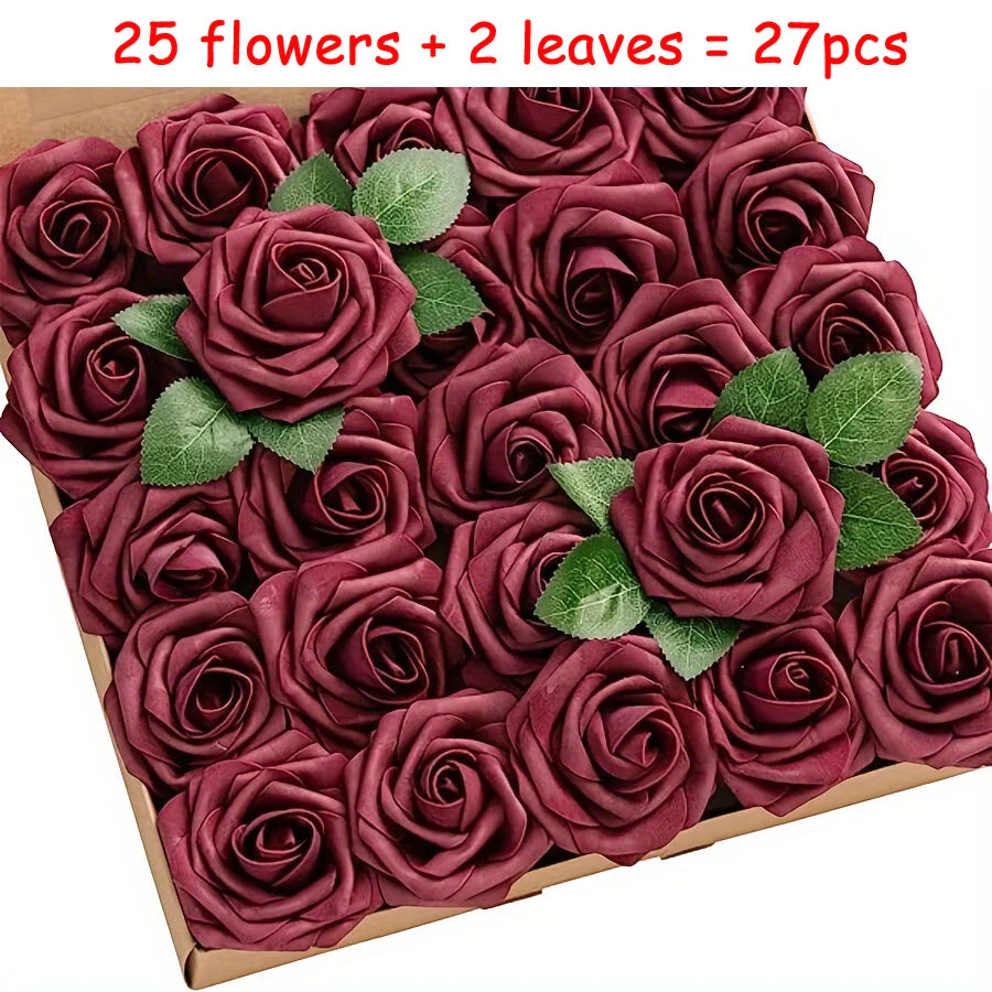 Artificial Roses with Stems