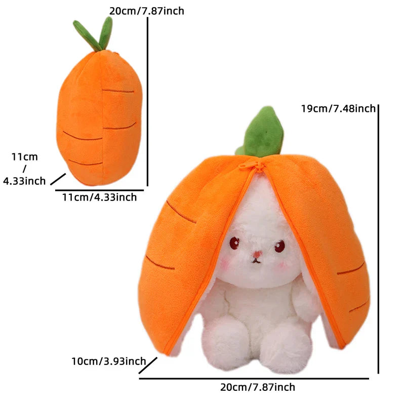 Kawaii Fruit Bunny Plush Toy Cute watermelon StrawberryCarrot  Reversible Rabbit Zipper Plush Toy Kids Birthday Gift