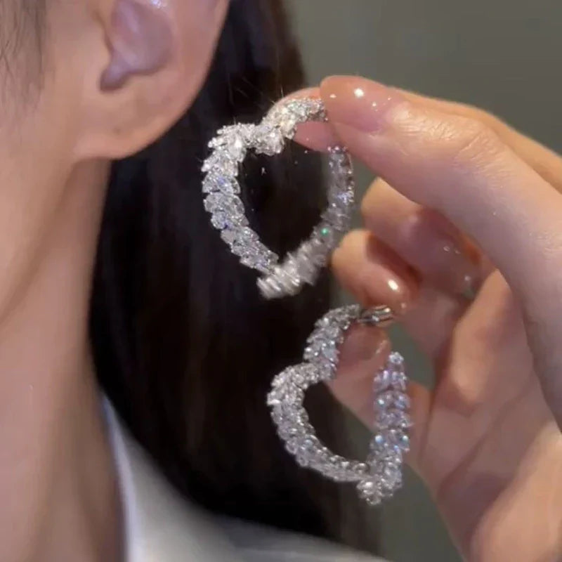 Luxury Earrings Shiny Zircon Fashion Personality Party Charm Jewelry Wheat Leaf Earring for Women Girls Valentine's Day Gift