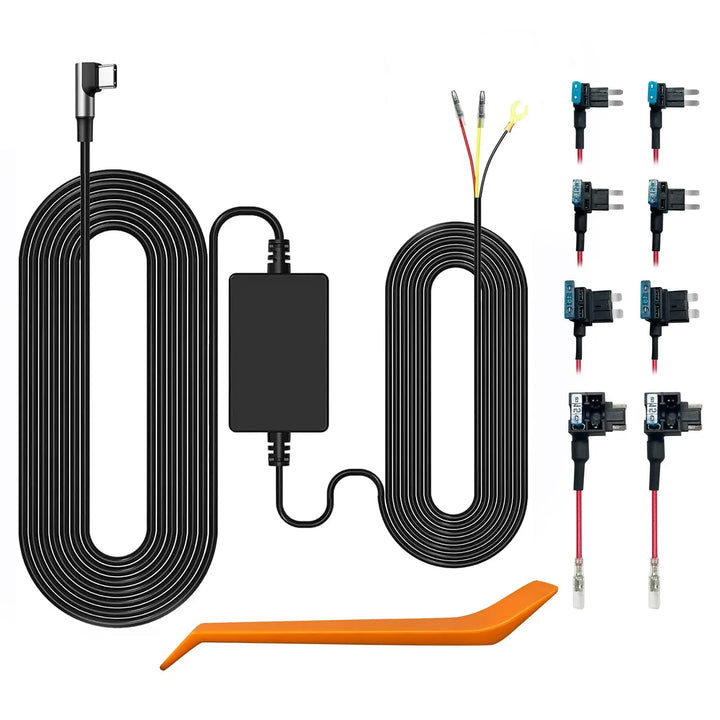 WOLFBOX USB C Hardwire Kit for G840S/G930/G850/G900 Mirror Dash Cam, Parking Monitor with Multiple Size Connectors…