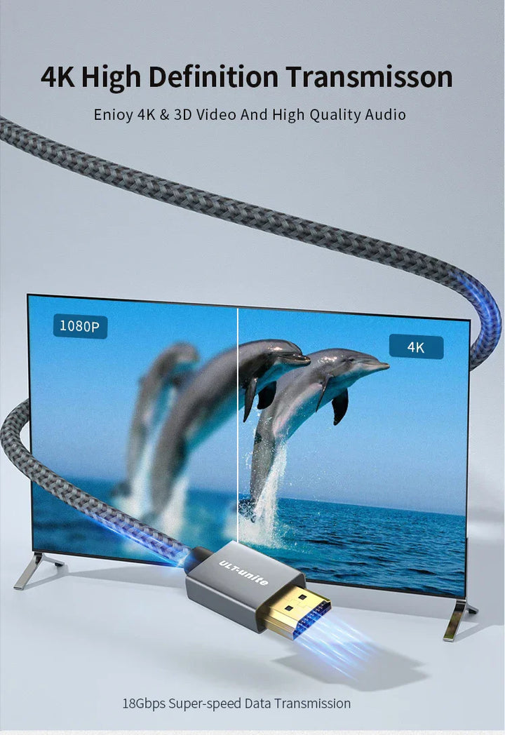4K HDMI Cable High Speed 18Gbps HDMI 2.0 Cable HDR 3D Braided HDMI Cord ARC Compatible for MacBook Pro 2021 UHD TV Projector PC