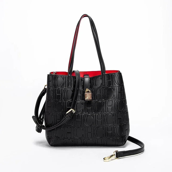 CH Simple Large Capacity Embossed Women's Shoulder Bag Pure Color Letter Pattern Design 2024 Fashion Luxury Backpacks