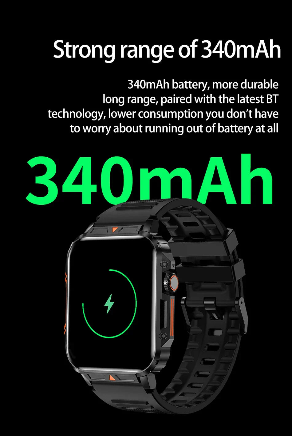 LIGE Smartwatch 1.95 Inch Screen Health Monitoring Watches IP68 Waterproof Sport Fitness Smart Watch For Men Women Reloj Hombre