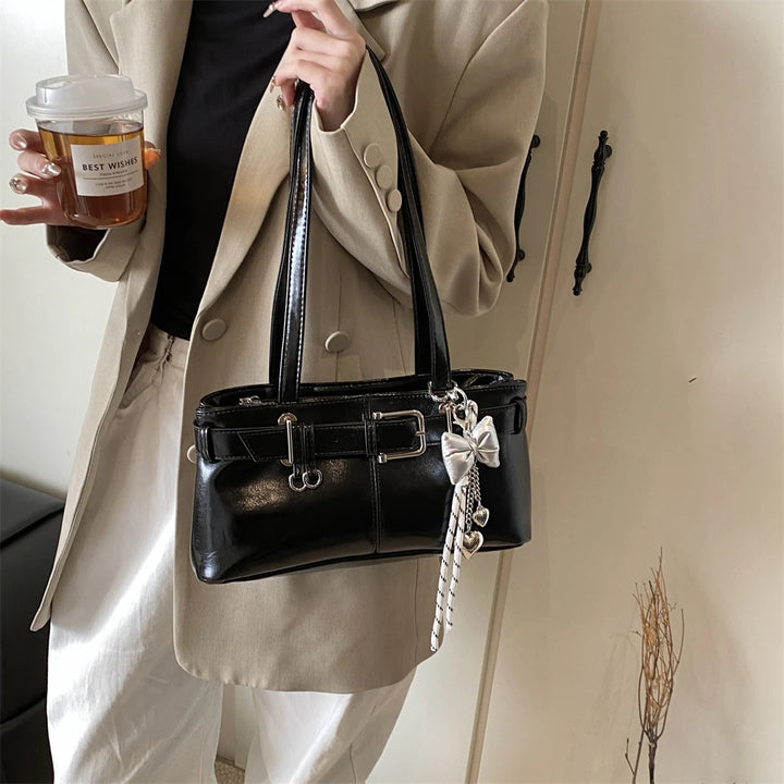 MOODS Belt Buckle Design Shoulder Satchels Bag For Women 2025 New In Luxury Designer Handbags Branded Fashion Totes With Pendant