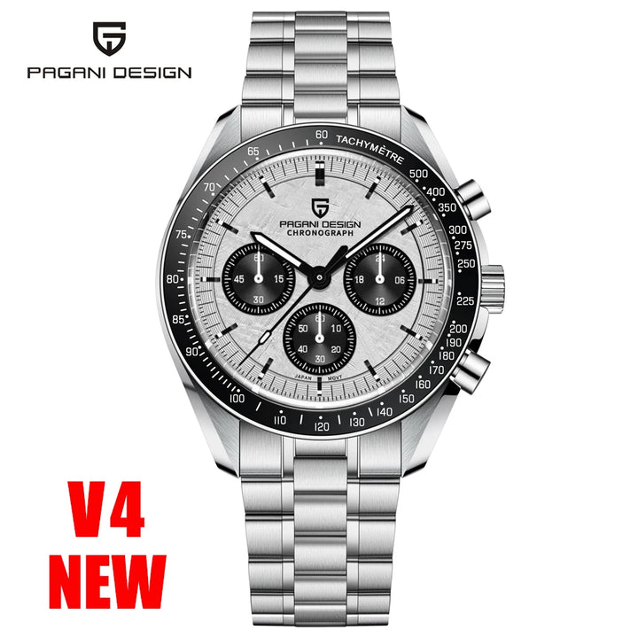 PAGANI DESIGN 2025 Silver Gold Moon Luxury Quartz Watches Men Sport Chronograph Sapphire Crystal Stainless steel Watch For Men