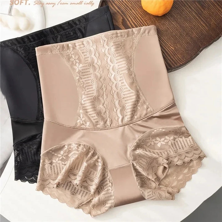 Women High Waist Control Panties Seamless Shapewear Briefs With Lace Slimming Shorts Flat Belly Shaping Postpartum Underwear