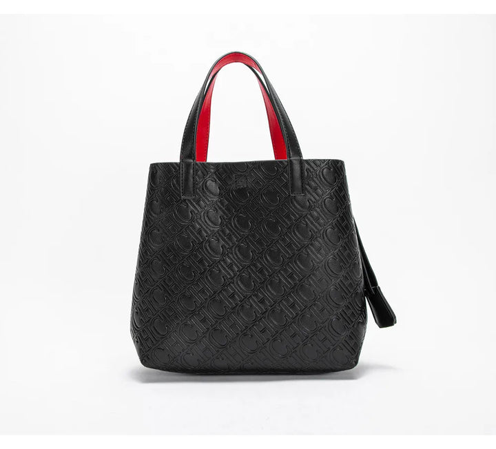 CH Fashion Brand Shoulder Bag for Women Large Capacity Casual Hard Bag with Letters Embossed PU Leather Womenswear