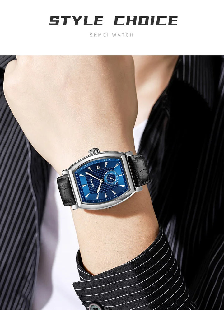 SKMEI relogio masculino Top Brand Luxury Genuine Leather Strap Business Mens Watches Waterproof Quartz Date Time Wristwatches