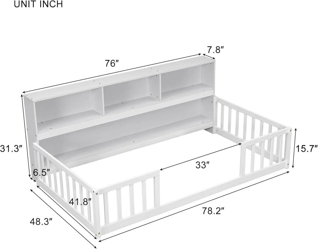 Twin Kids Floor Bed with Storage