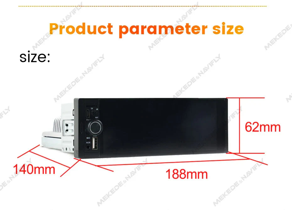 Navifly 2G+32G Universal 1 Din Android 6.86 Inch HD Touch Screen Wireless CarPlay Auto Car Radio Multimedia Video Player GPS FM