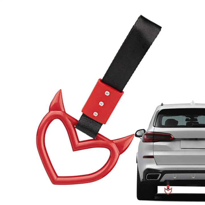 1Pcs New Handle Ring Heart Train Bus Hand Strap Styling Drift Charm Car Warning Tow Strap Hook Sticker