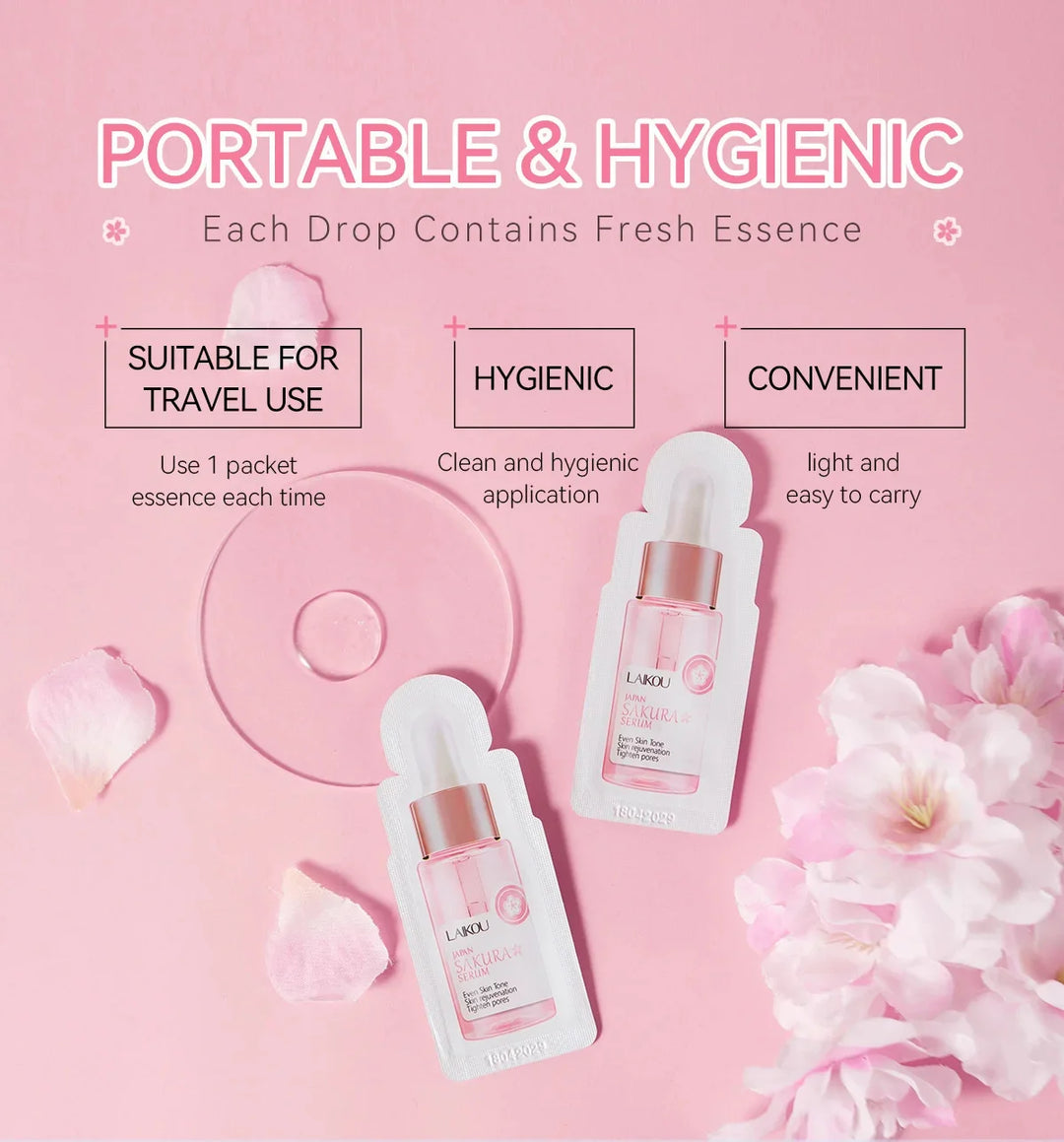 Sakura Whitening Face Serum Fade Fine Lines Anti Aging Tighten Pores Improve Melanin Pigment Dull Moisturizer Brighten Skin Care