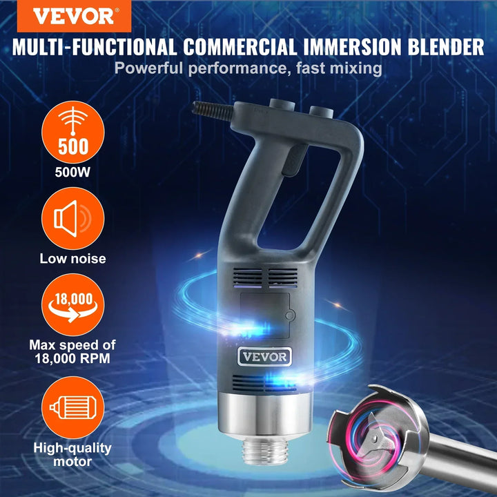VEVOR Commercial Immersion Blender 500W 12/20inch Heavy Duty Hand Mixer Kitchen Stick Mixer for Soup Smoothie Puree Baby Food