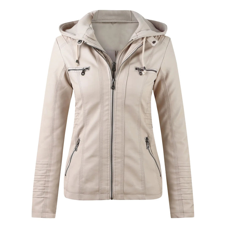 Leather Jacket Women Hooded Faux Pu Leather Motorcycle Jacket Zipper Long Sleeve Autumn Winter Outwear Coats Jaqueta Feminina